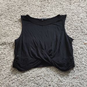 Ambiance Black Twist Cropped Front Tank Top